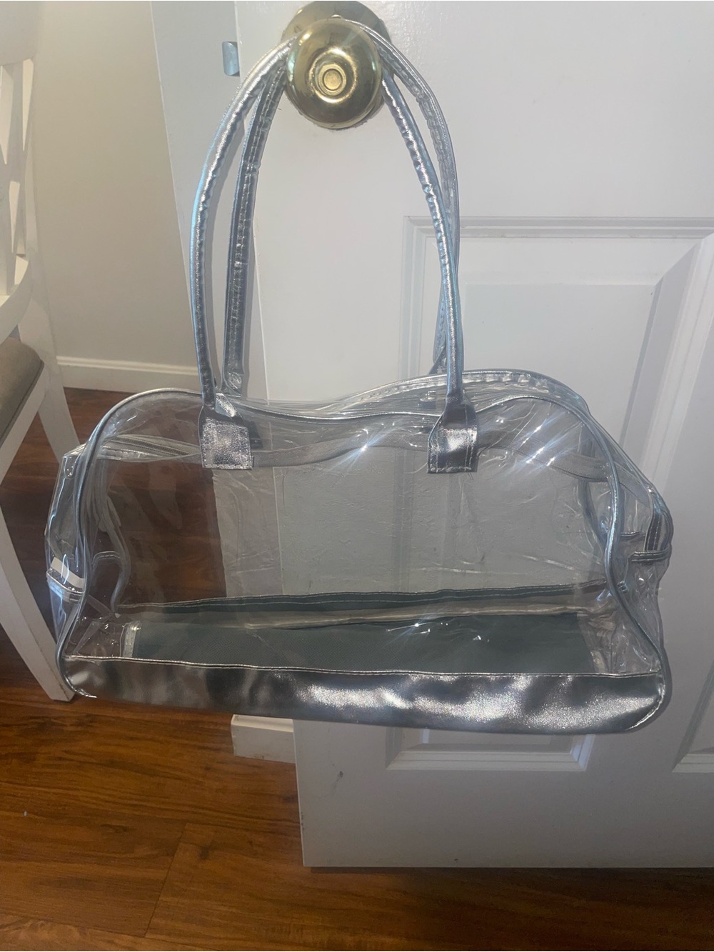 Clear large  Tote with Silver Trim - Women Bags